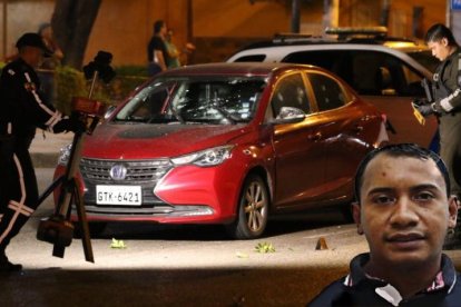 Bryan Soria Álava conducía este vehículo cuando fue atacado a tiros. La Policía llegó al lugar para levantar indicios y recabar evidencia