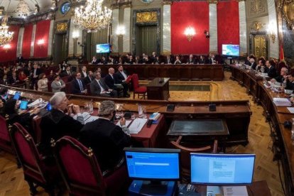 La Sala de Plenos del Tribunal Supremo durante el juicio del procés.