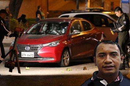 Bryan Soria Álava conducía este vehículo cuando fue atacado a tiros. La Policía llegó al lugar para levantar indicios y recabar evidencia