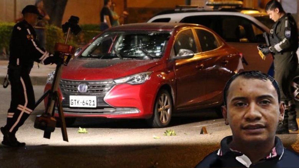 Bryan Soria Álava conducía este vehículo cuando fue atacado a tiros. La Policía llegó al lugar para levantar indicios y recabar evidencia